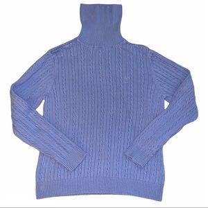 Izod Light Blue Cable Knit Ribbed Turtleneck Sweater